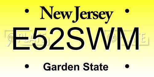 E52SWM New Jersey License Plate