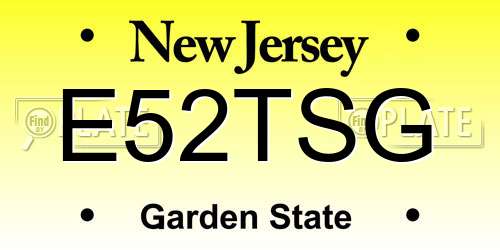 E52TSG New Jersey License Plate