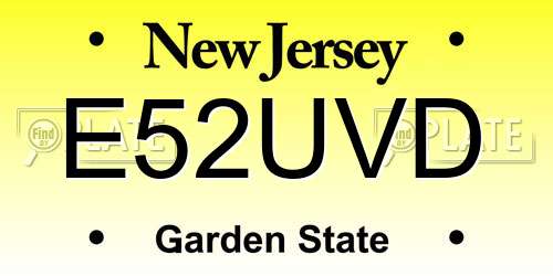 E52UVD New Jersey License Plate
