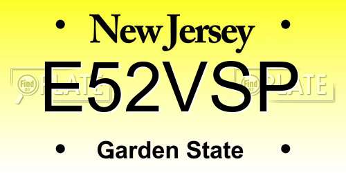 E52VSP New Jersey License Plate