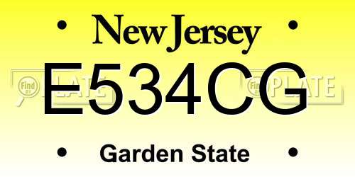 E534CG New Jersey License Plate