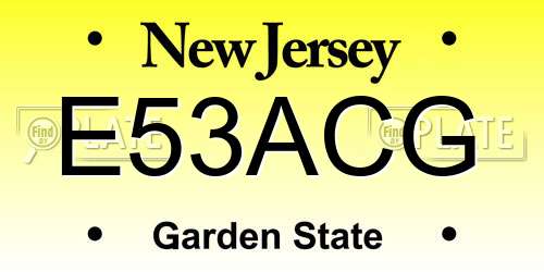 E53ACG New Jersey License Plate