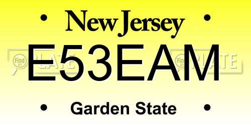 E53EAM New Jersey License Plate