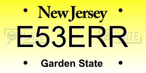 E53ERR New Jersey License Plate