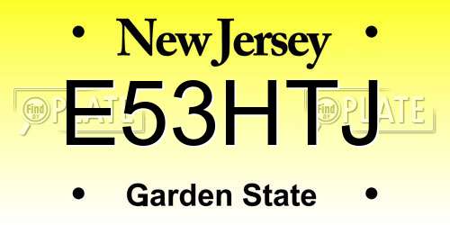 E53HTJ New Jersey License Plate