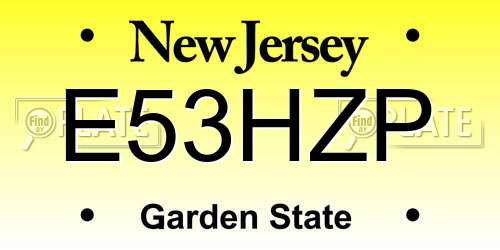 E53HZP New Jersey License Plate