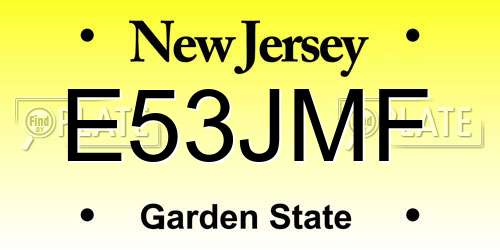 E53JMF New Jersey License Plate