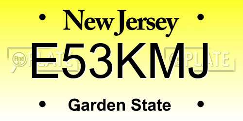 E53KMJ New Jersey License Plate