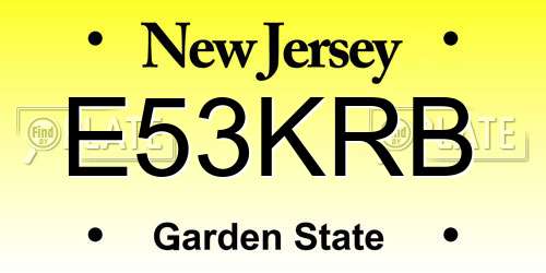 E53KRB New Jersey License Plate