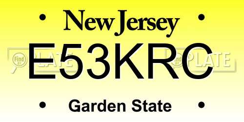 E53KRC New Jersey License Plate