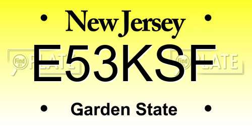 E53KSF New Jersey License Plate