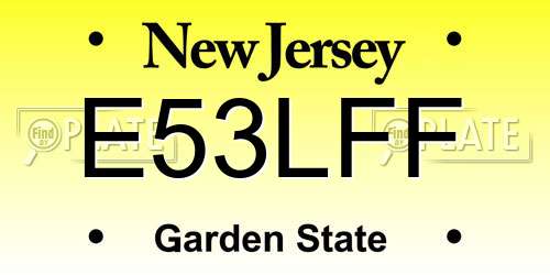 E53LFF New Jersey License Plate