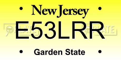 E53LRR New Jersey License Plate