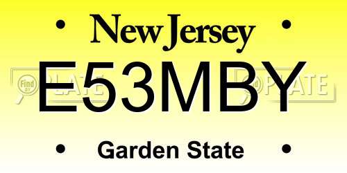 E53MBY New Jersey License Plate