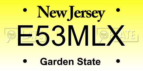 E53MLX New Jersey License Plate