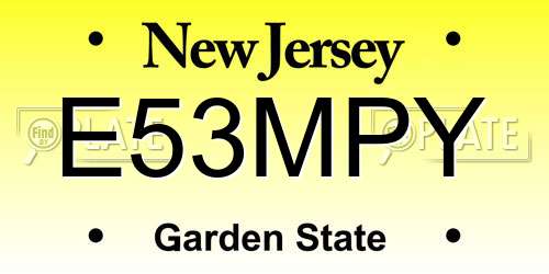 E53MPY New Jersey License Plate