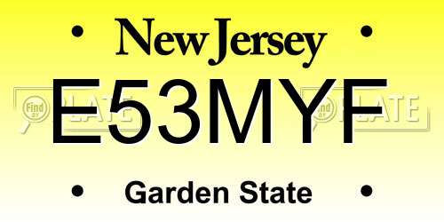 E53MYF New Jersey License Plate