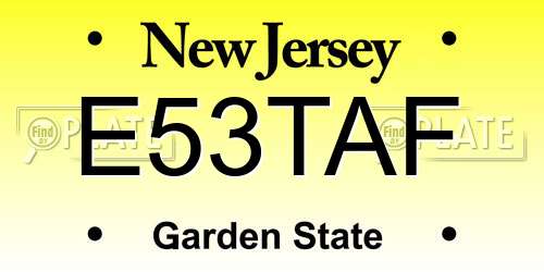 E53TAF New Jersey License Plate