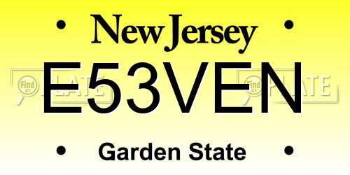 E53VEN New Jersey License Plate