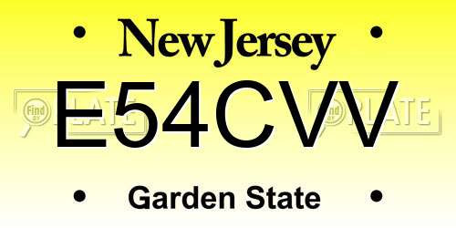 E54CVV New Jersey License Plate