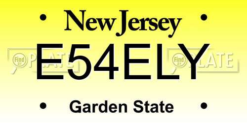E54ELY New Jersey License Plate