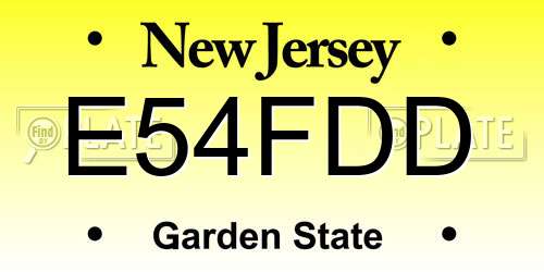 E54FDD New Jersey License Plate