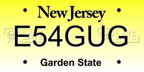 E54GUG New Jersey License Plate