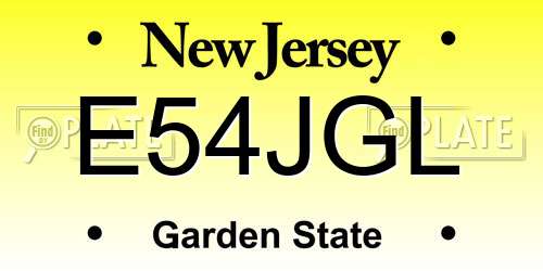 E54JGL New Jersey License Plate