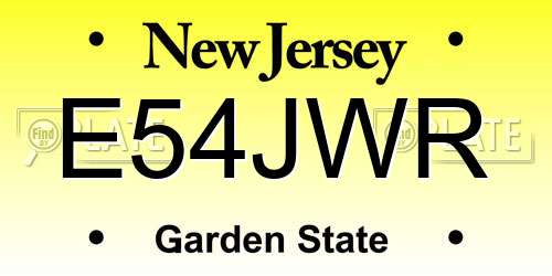 E54JWR New Jersey License Plate