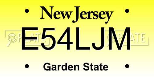 E54LJM New Jersey License Plate