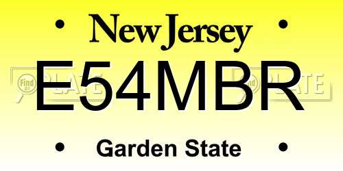 E54MBR New Jersey License Plate