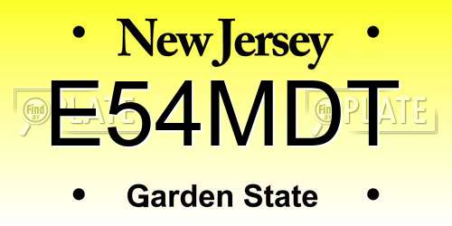 E54MDT New Jersey License Plate