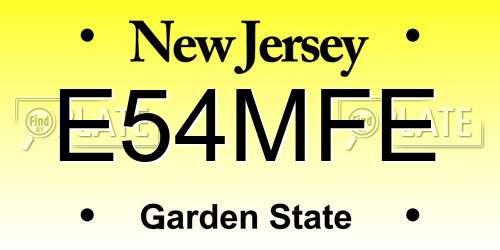 E54MFE New Jersey License Plate