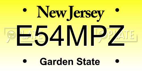 E54MPZ New Jersey License Plate