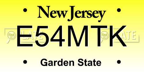 E54MTK New Jersey License Plate