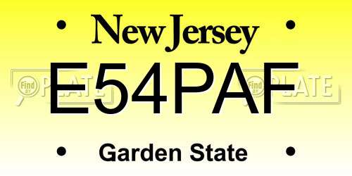 E54PAF New Jersey License Plate