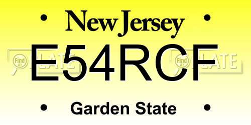 E54RCF New Jersey License Plate