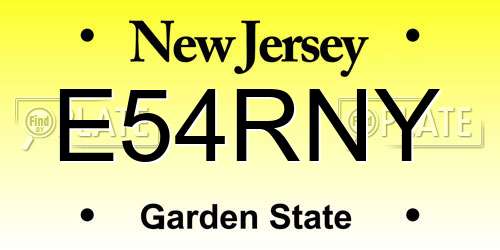 E54RNY New Jersey License Plate
