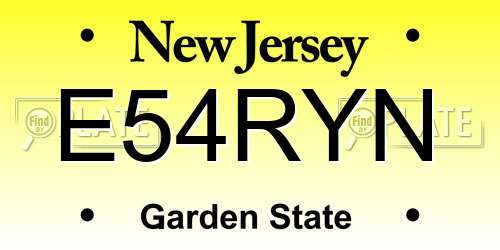 E54RYN New Jersey License Plate