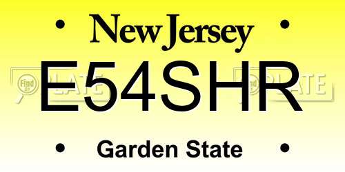 E54SHR New Jersey License Plate