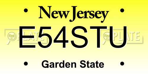 E54STU New Jersey License Plate