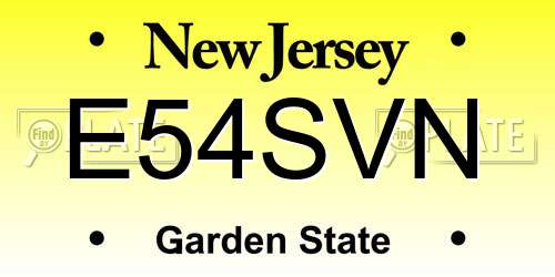E54SVN New Jersey License Plate