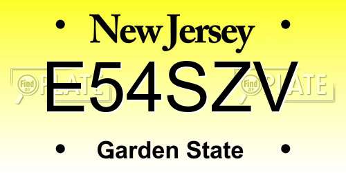 E54SZV New Jersey License Plate
