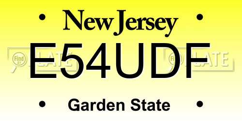 E54UDF New Jersey License Plate