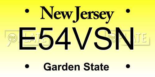 E54VSN New Jersey License Plate