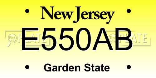 E550AB New Jersey License Plate