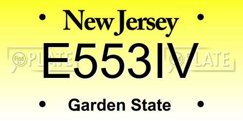 E553IV New Jersey License Plate