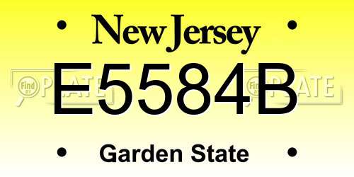 E5584B New Jersey License Plate