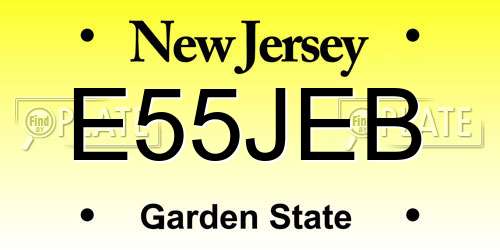 E55JEB New Jersey License Plate
