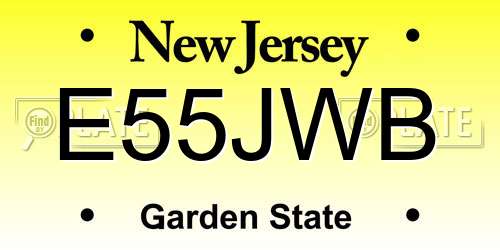 E55JWB New Jersey License Plate